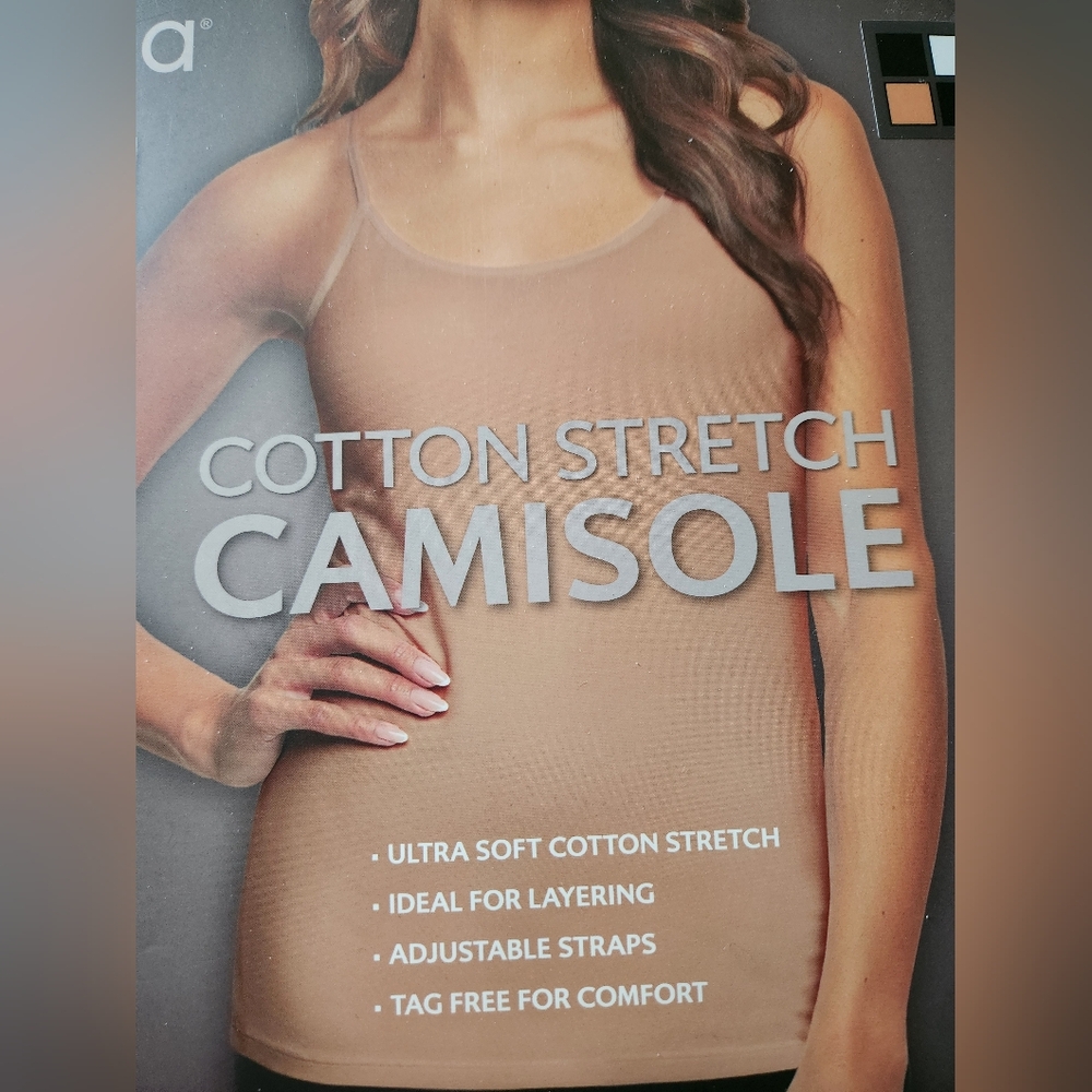 Felina Cotton Stretch Camisole - Beige Size XLarge Adjustable Straps Layering
